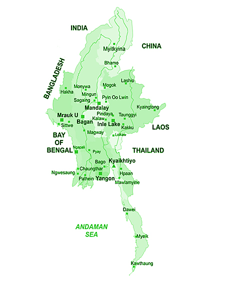map of myanmar
